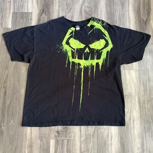 Vintage Y2K No Fear Skull T-Shirt Men's Size 2XL Black Green